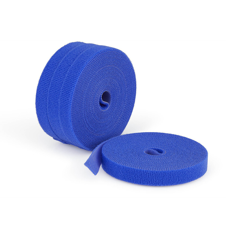 StarTech.com Lot de 4 Rouleaux de Ruban Auto-Agrippant de 4,6m, Largeur 12mm, Bleu, Attaches de Câbles Réutilisables à Découper 