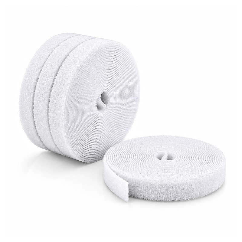 StarTech.com Lot de 4 Rouleaux de Ruban Auto-Agrippant de 4,6m, Largeur 12mm, Blanc, Attaches de Câbles Réutilisables à Découper