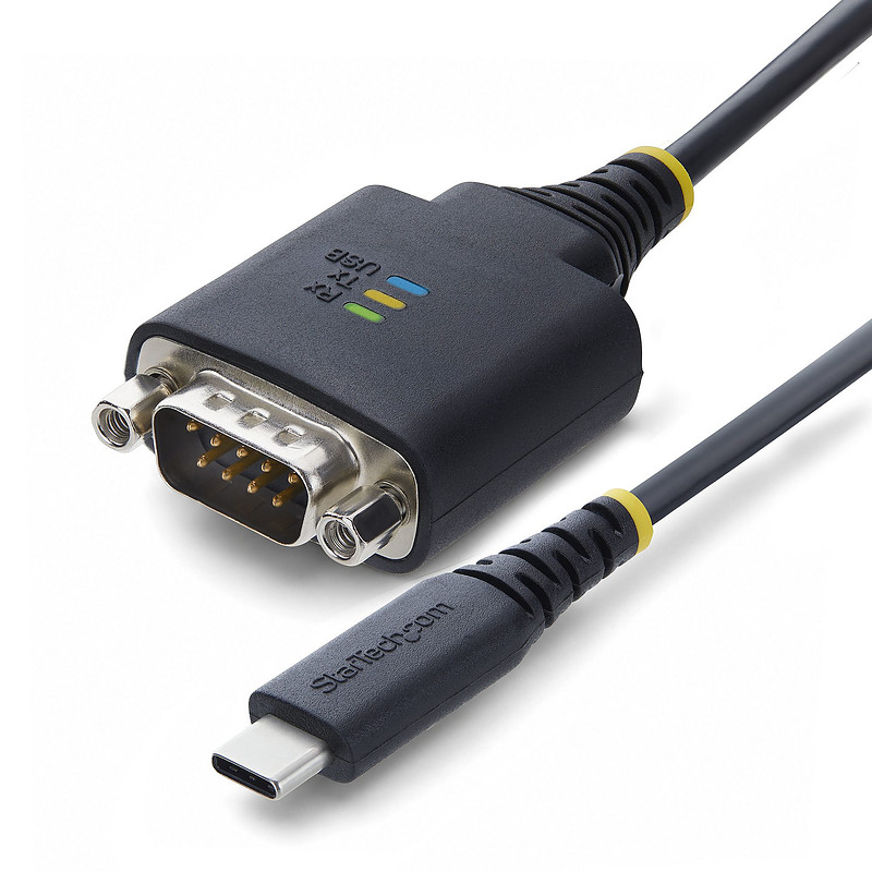 StarTech.com Câble Adaptateur USB-C vers Série de 30 cm, Rétention COM, Puce FTDI, Type-C vers DB9 RS232 Mâle, Voyants d'État, V