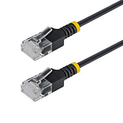 StarTech.com Câble Ethernet CAT6a Ultrafin Noir de 1m, FTP, Fil de Cuivre Nu Pur, Cordon Patch Réseau RJ45 fin 34AWG, Testé par 