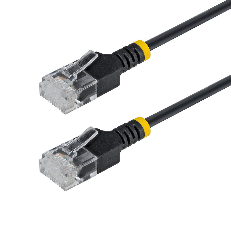 StarTech.com Câble Ethernet CAT6a Ultrafin Noir de 1,5m, FTP, Fil de Cuivre Nu Pur, Cordon Patch Réseau RJ45 fin 34AWG, Testé pa