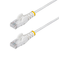 StarTech.com Câble Ethernet CAT6 Blanc Fin de 15m, Sans Accroc, 100W PoE, UTP, LSZH, Fil de Cuivre Pur 28AWG, Cordon Patch Résea