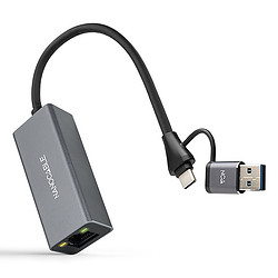 Nanocable Convertisseur USB-C+USB-A/M 3.0 vers Ethernet