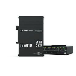 Teltonika TSW010 DIN Rain Switch 5xFast Ethernet (10/100) Connexion Ethernet, supportant l'alimentation via ce port (PoE) Noir
