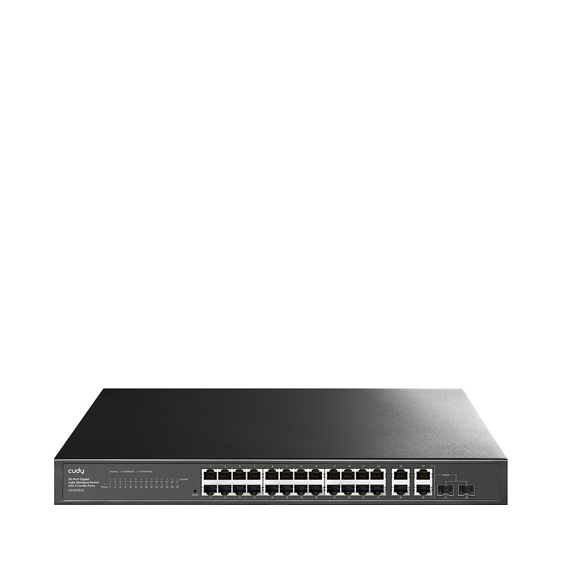 Cudy 26-Port Gigabit Easy-Managed Switch with 2 Combo Ports, GS1028ES2 1.0 Géré L2 Gigabit Ethernet (10/100/1000) Noir