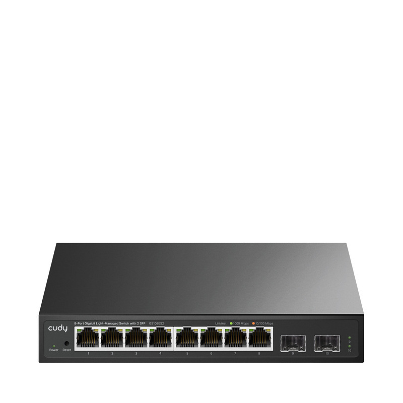 Cudy 8-Port Gigabit Easy-Managed Switch with 2 SFP, GS108ES2 1.0 Géré L2 Gigabit Ethernet (10/100/1000) Noir