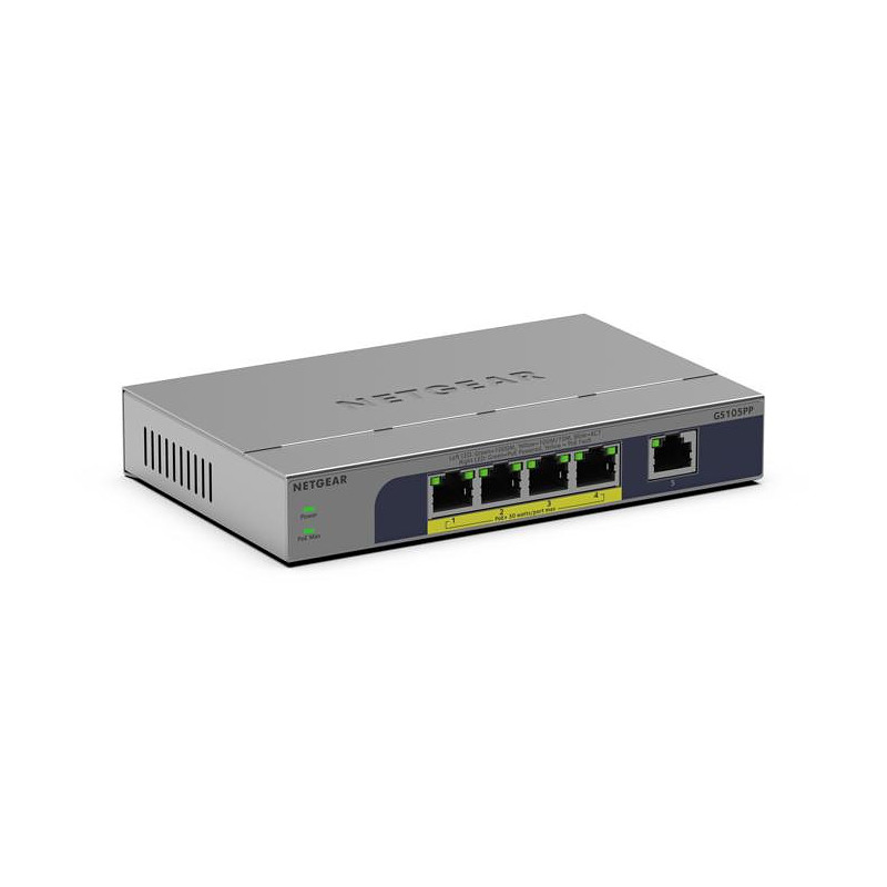 NETGEAR GS105PP Non-géré Gigabit Ethernet (10/100/1000) Connexion Ethernet, supportant l'alimentation via ce port (PoE) Montage 