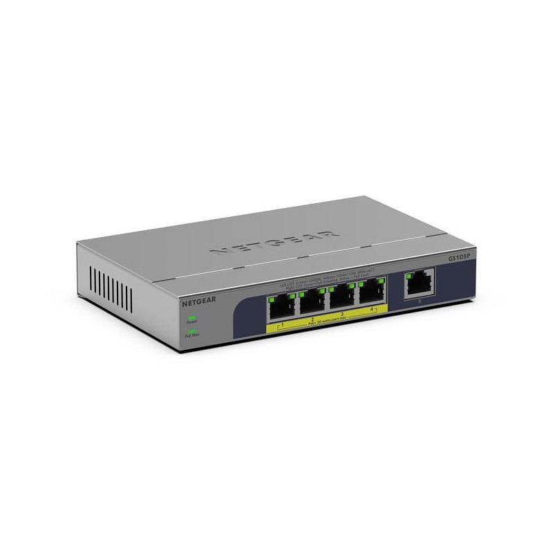 NETGEAR GS105P Non-géré Gigabit Ethernet (10/100/1000) Connexion Ethernet, supportant l'alimentation via ce port (PoE) Montage s