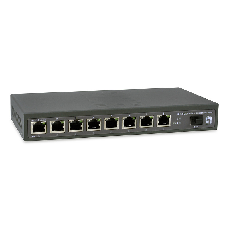 LevelOne GEP-0925 commutateur réseau Non-géré 2.5G Ethernet (100/1000/2500) Connexion Ethernet, supportant l'alimentation via ce