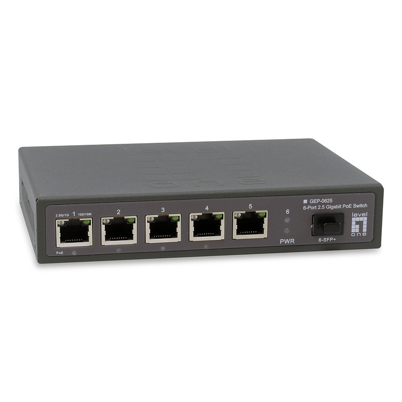 LevelOne GEP-0625 commutateur réseau Non-géré 2.5G Ethernet (100/1000/2500) Connexion Ethernet, supportant l'alimentation via ce