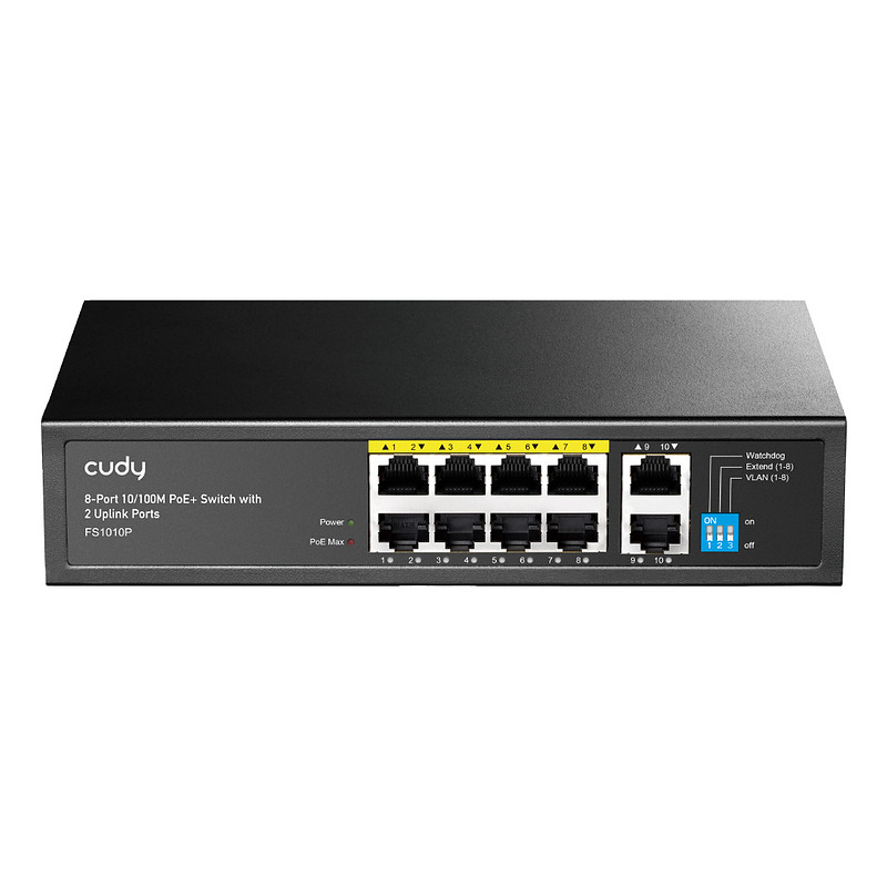 Cudy FS1010P commutateur réseau Non-géré Fast Ethernet (10/100) Connexion Ethernet, supportant l'alimentation via ce port (PoE) 