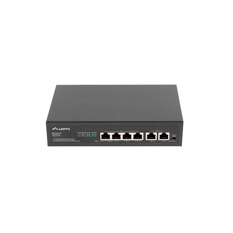 Lanberg RSFE-4P-2FE-60 commutateur réseau Non-géré Fast Ethernet (10/100) Connexion Ethernet, supportant l'alimentation via ce p