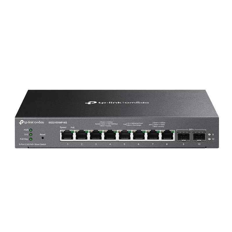 TP-Link Omada SG2210XMP-M2 commutateur réseau Géré L2/L2+ 2.5G Ethernet (100/1000/2500) Connexion Ethernet, supportant l'aliment