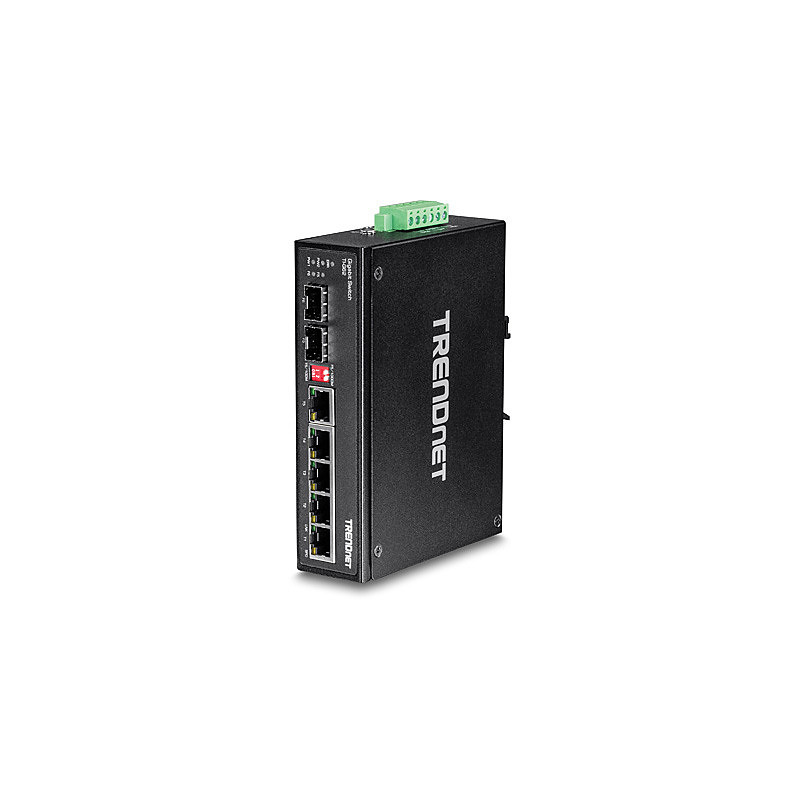 TRENDnet TI G62 Commutateur non géré 5 x 100100010000 + 1 x SFP Gigabit partagé + 1 x SFP Montage sur rail DIN fixation murale Tension CC Conformité TAA - vue 2
