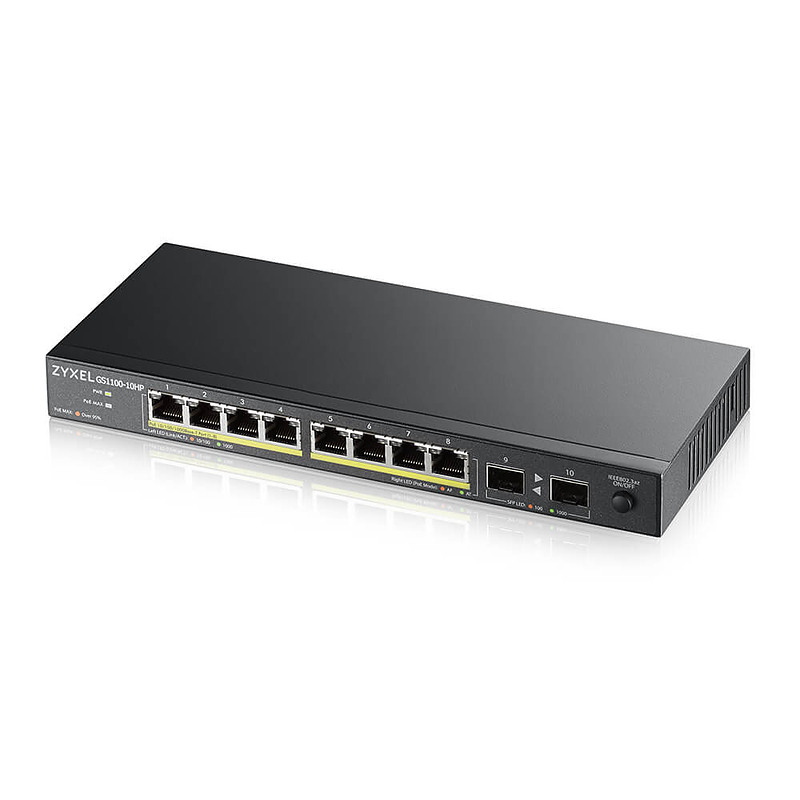 Zyxel GS1100-10HP v2 Non-géré Gigabit Ethernet (10/100/1000) Connexion Ethernet, supportant l'alimentation via ce port (PoE) Noi