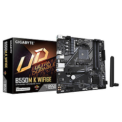 GIGABYTE B550M K WIFI6E Carte Mère – AMD Ryzen 5000 CPUs, jusqu’à 4733 MHz DDR4, 1x PCIe 4.0 + 1x PCIe 3.0 M.2, Wi-Fi 6E, LAN 1 