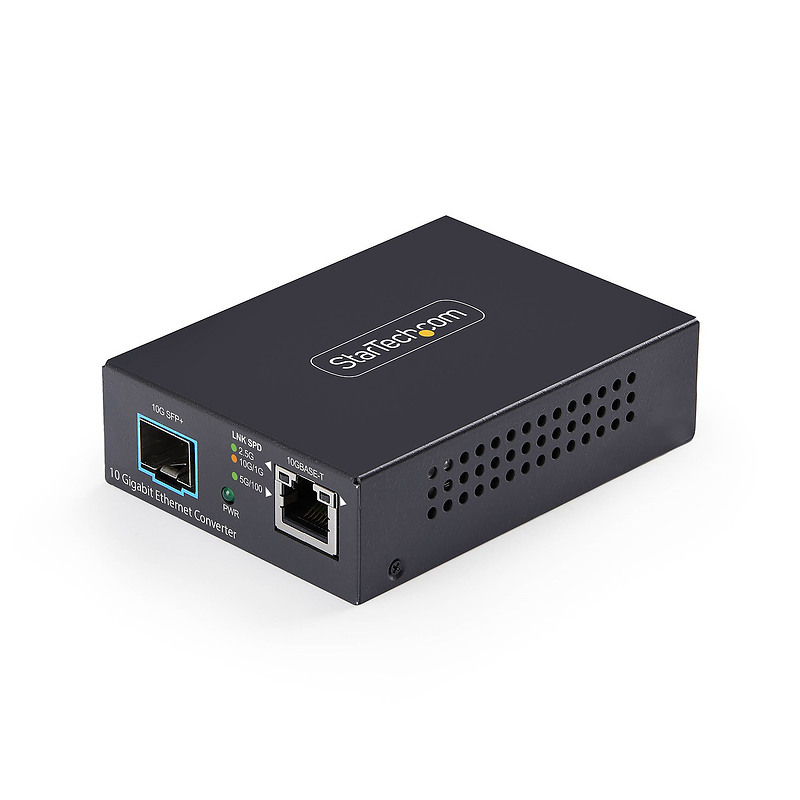 StarTech.com Convertisseur de Média Fibre Optique SFP+ Ouvert Multi-Gigabit 10 GbE, 10G/5G/2,5G/1G/100M, Cuivre vers 10GBASE-X S