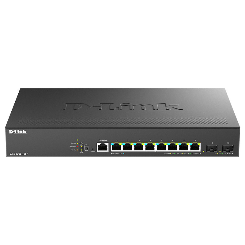 D-Link DMS-1250-10SP Géré L2/L3 2.5G Ethernet (100/1000/2500) Connexion Ethernet, supportant l'alimentation via ce port (PoE) No