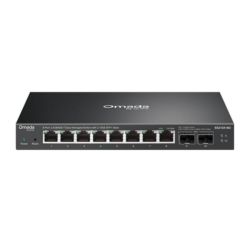 TP-Link ES210X-M2 commutateur réseau Géré 2.5G Ethernet (100/1000/2500) Montage sur le bureau ou sur le mur Noir