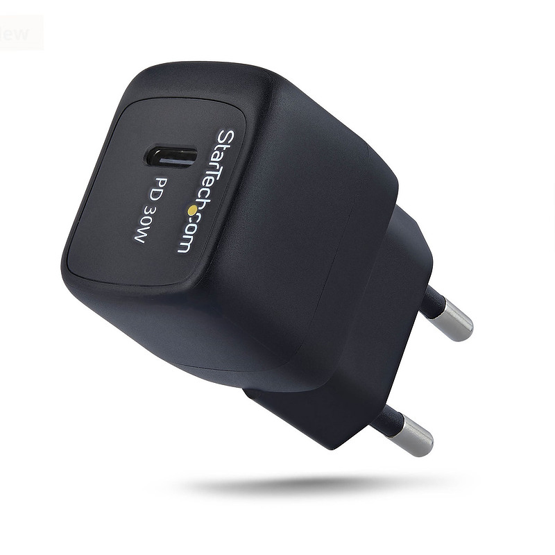 StarTech.com Chargeur Mural USB‑C 30W, Chargeur GaN Portable, Charge Rapide USB Power Delivery, GaN 5V/9V/15/20V PD, Chargeur US