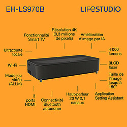 Epson LIFESTUDIO GRAND PLUS EH-LS970B - NOIR MÉTALLISÉ 3LCD UHD 4K 4000 ANSI lumens