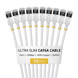 StarTech.com 6ASTP34WHS15CM10PK câble de réseau Blanc 0,15 m Cat6a U/FTP (STP) Rond