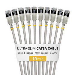 StarTech.com 6ASTP34GRS30CM10PK câble de réseau Gris 0,3 m Cat6a U/FTP (STP) Rond