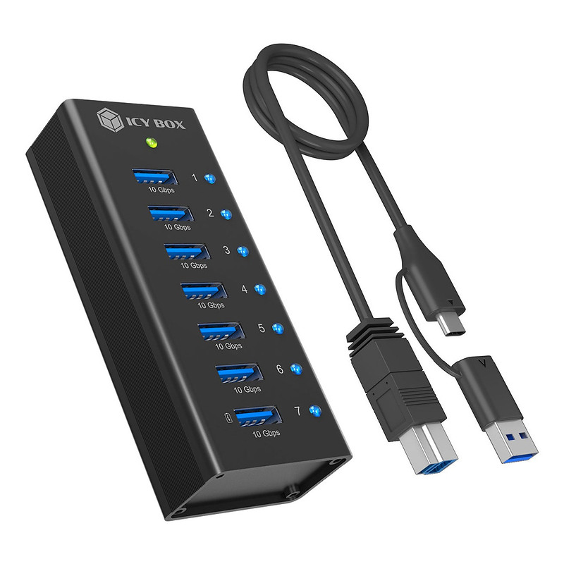 ICY BOX IB-AC618a USB 3.2 Gen 2(3.1 Gen 2) Type-B 10000 Mbit/s Noir