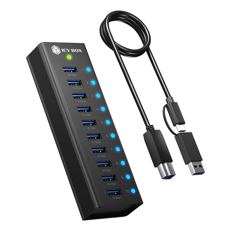 ICY BOX IB-AC6110a USB 3.2 Gen 2(3.1 Gen 2) Type-B 10000 Mbit/s Noir