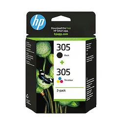 HP Pack de 2 cartouches d'encre authentiques 305 3 couleurs / noir