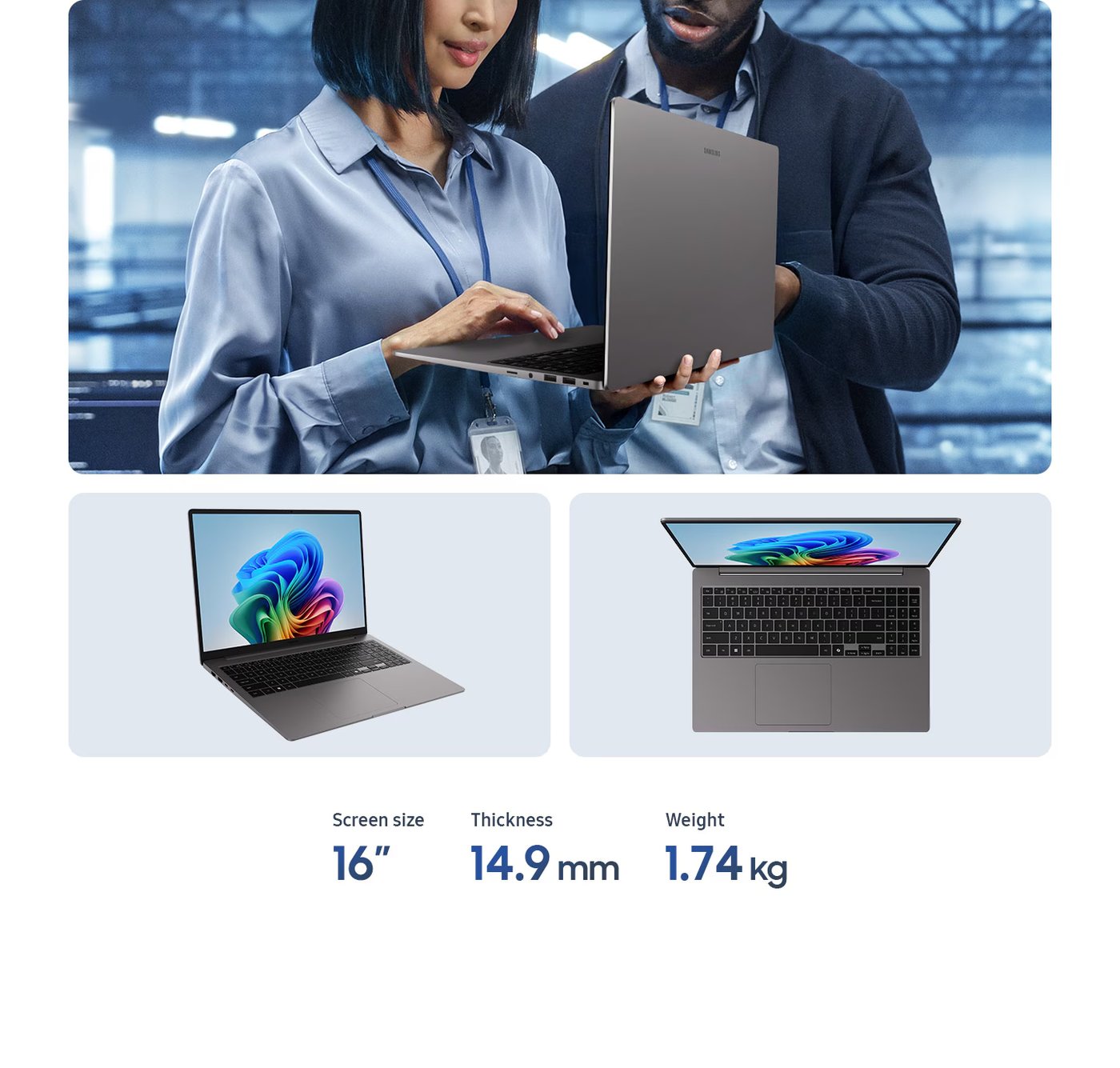 Galaxy Book6 Entreprise Édition entre les mains de professionnels