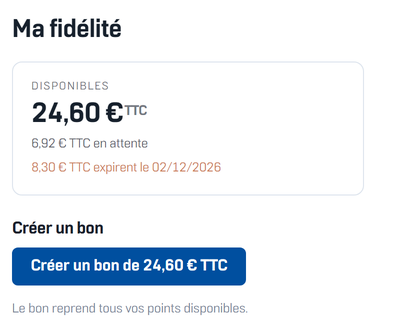 Le compte fidélité dans l’espace client